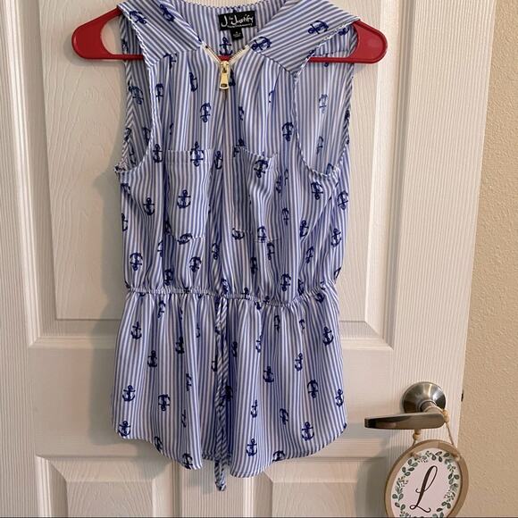 J for Justify Striped Anchor Sleeveless Top Size Small - Picture 1 of 6